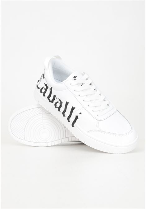 Sneakers bianche da uomo con maxi stampa logo JUST CAVALLI | 77QA3SM5ZP397003